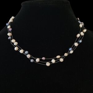 Baroque Pearl Multi Strand Illusion‎ Neckline